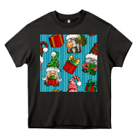 Asphalt christmas gnomes and gift box seamless pattern Heavy Core Tee - BundleAndBundleShop