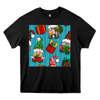 Black christmas gnomes and gift box seamless pattern Heavy Core Tee - BundleAndBundleShop