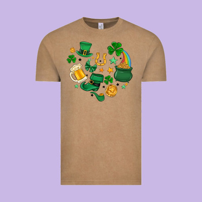 St. Patrick Heart Doodle Vintage Tee Designed By Maliassmallbusiness