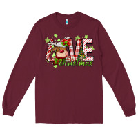 Burgundy love christmas deer Long Sleeve Tee - MaliasSmallBusiness