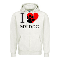 Oatmeal Heather I My Dog Zipper Hoodie - Bettercallsaul