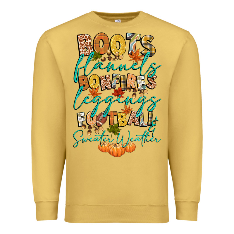 Boots Flannels Bonfires Football Premium Sweatshirt by CowGirlArtShop | Teevron