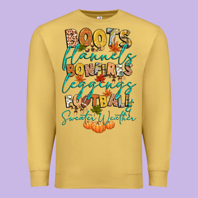 Boots Flannels Bonfires Football Premium Sweatshirt Designed By Cowgirlartshop