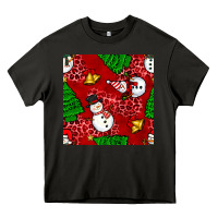 Asphalt christmas snowman and trees seamless pattern Heavy Core Tee - BundleAndBundleShop
