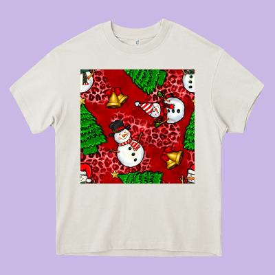 Christmas Snowman And Trees Seamless Pattern Heavy Core Tee Designed By Bundleandbundleshop