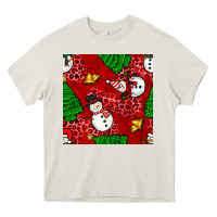 Cream christmas snowman and trees seamless pattern Heavy Core Tee - BundleAndBundleShop