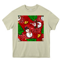 Mossy christmas snowman and trees seamless pattern Heavy Core Tee - BundleAndBundleShop