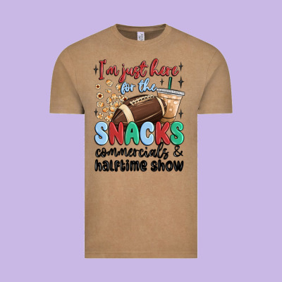 Im Just Here For The Snacks Commercials And  Halftime Show Vintage Tee Designed By Maliassmallbusiness