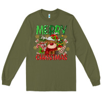 Army Green merry christmas deer Long Sleeve Tee - MaliasSmallBusiness