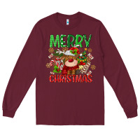 Burgundy merry christmas deer Long Sleeve Tee - MaliasSmallBusiness