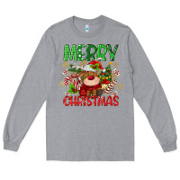 Heather Grey merry christmas deer Long Sleeve Tee - MaliasSmallBusiness