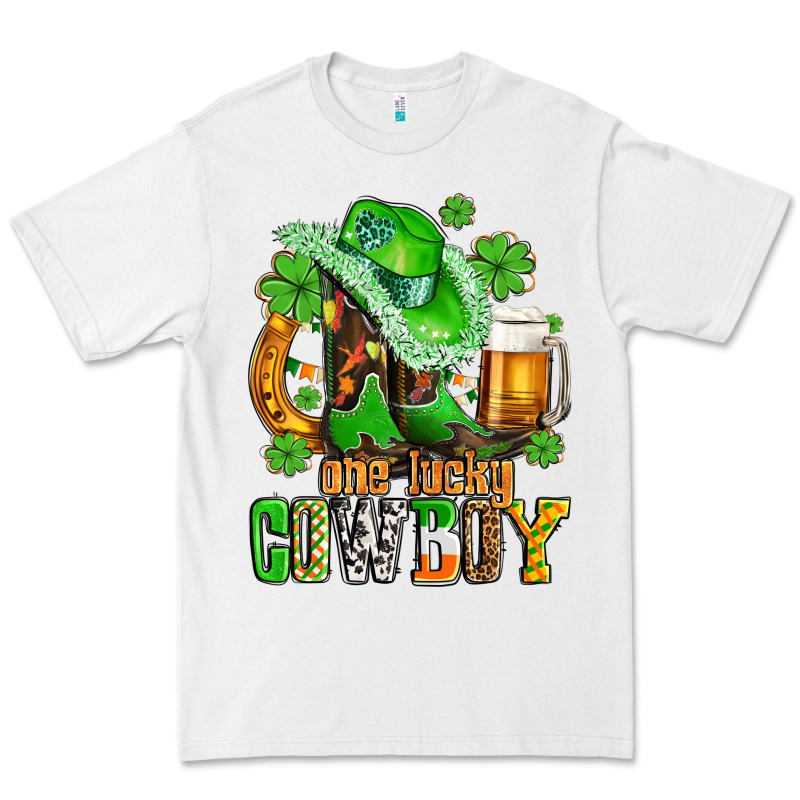 One Lucky  Cowboy With Hat And Boots Premium Tee by AdoDesignShop | Teevron