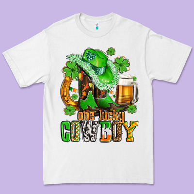 One Lucky  Cowboy With Hat And Boots Premium Tee Designed By Adodesignshop