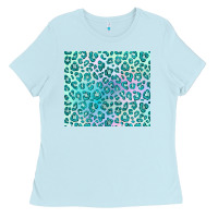 Baby Blue turquoise leopard glitter Ladies Tee - JahusDesignShop
