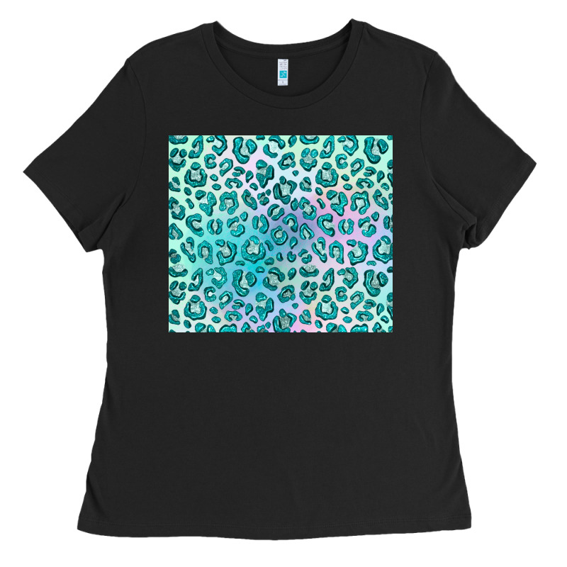 Turquoise Leopard Glitter Ladies Tee by JahusDesignShop | Teevron