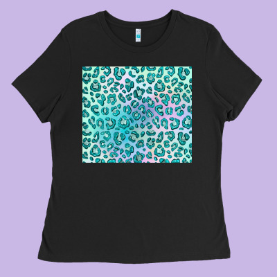 Turquoise Leopard Glitter Ladies Tee Designed By Jahusdesignshop