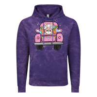 Cloud Purple easter bunny and truck Vintage Hoodie - MaliasSmallBusiness