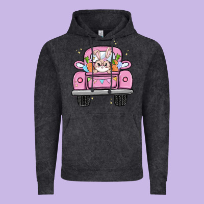 Easter Bunny And Truck Vintage Hoodie Designed By Maliassmallbusiness