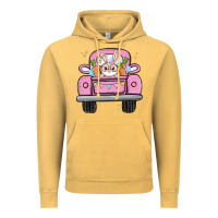 Vintage Mustard easter bunny and truck Vintage Hoodie - MaliasSmallBusiness