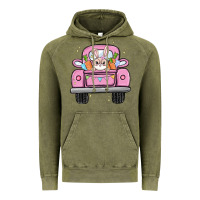 Vintage Olive easter bunny and truck Vintage Hoodie - MaliasSmallBusiness