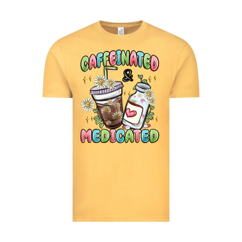 Caffeinated And Medicated Vintage Tee by MaliasSmallBusiness | Teevron