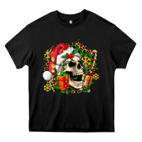 Black christmas skull and gift Heavy Core Tee - AdoDesignShop