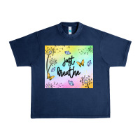 Navy just breathe Urban Heavy Tee - MaliasSmallBusiness