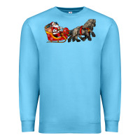 Ocean Blue santa riding his sleigh with gifts Premium Sweatshirt - CowGirlArtShop