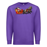 Purple santa riding his sleigh with gifts Premium Sweatshirt - CowGirlArtShop