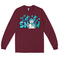 Burgundy let it snow winter snowman Long Sleeve Tee - MaliasSmallBusiness