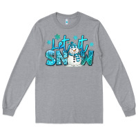 Heather Grey let it snow winter snowman Long Sleeve Tee - MaliasSmallBusiness