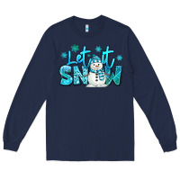 Navy let it snow winter snowman Long Sleeve Tee - MaliasSmallBusiness