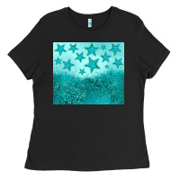 Black turquoise glitter star Ladies Tee - JahusDesignShop