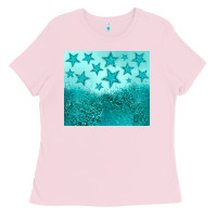 Bubblegum Pink turquoise glitter star Ladies Tee - JahusDesignShop