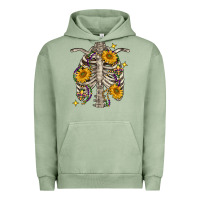 Pigment Oil Green mardi gras chest sunflowers skeleton Urban Hoodie - FaDigitalArtStudio