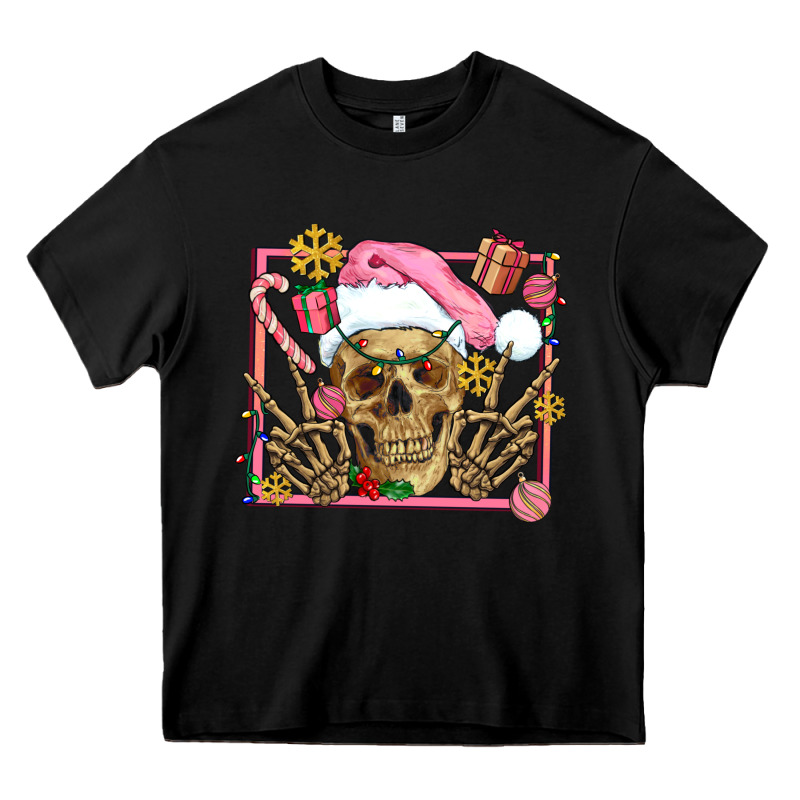 Pink Christmas Skeleton Heavy Core Tee by AdoDesignShop | Teevron