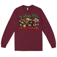 Burgundy no place like for the holiday Long Sleeve Tee - MaliasSmallBusiness