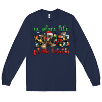 Navy no place like for the holiday Long Sleeve Tee - MaliasSmallBusiness