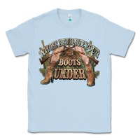 Dusty Blue whose bed have your boots under cowboy western Classic Tee - NancyCooperArtShop