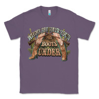 Lavender whose bed have your boots under cowboy western Classic Tee - NancyCooperArtShop