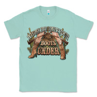 Seafoam whose bed have your boots under cowboy western Classic Tee - NancyCooperArtShop