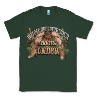 Sports Green whose bed have your boots under cowboy western Classic Tee - NancyCooperArtShop