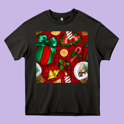 Christmas Snow Globe Seamless Pattern Heavy Core Tee Designed By Bundleandbundleshop