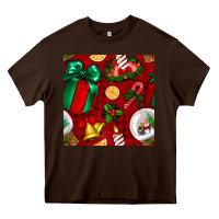 Chocolate Brown christmas snow globe seamless pattern Heavy Core Tee - BundleAndBundleShop