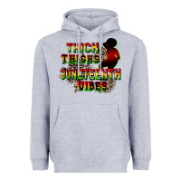 Heather Grey thick thighs juneteenth vibes cowgirl Heavyweight Hoodie - CowGirlArtShop