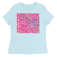 Baby Blue pink leopard glitter Ladies Tee - JahusDesignShop