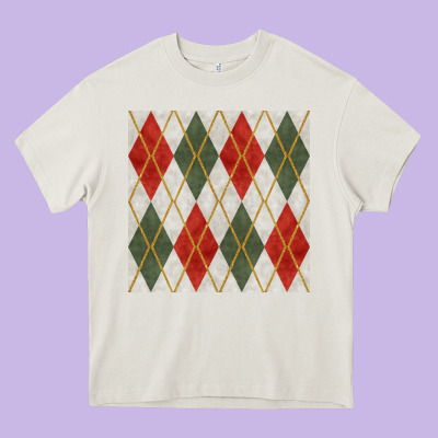 Christmas Diamond Plaid Seamless Pattern Heavy Core Tee Designed By Bundleandbundleshop