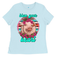 Baby Blue bless your heart pig Ladies Tee - RanaPortraitStore
