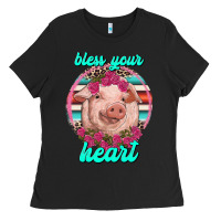 Black bless your heart pig Ladies Tee - RanaPortraitStore