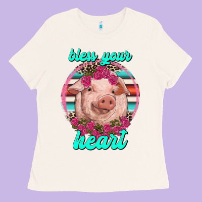 Bless Your Heart Pig Ladies Tee Designed By Ranaportraitstore